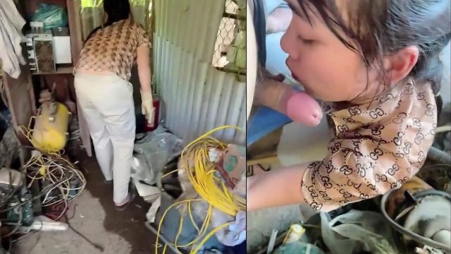 Thuê chị lao công dọn nhà kho mà nứng quá cởi quần đòi chị bú cu luôn trong kho - gmunutar.sbs